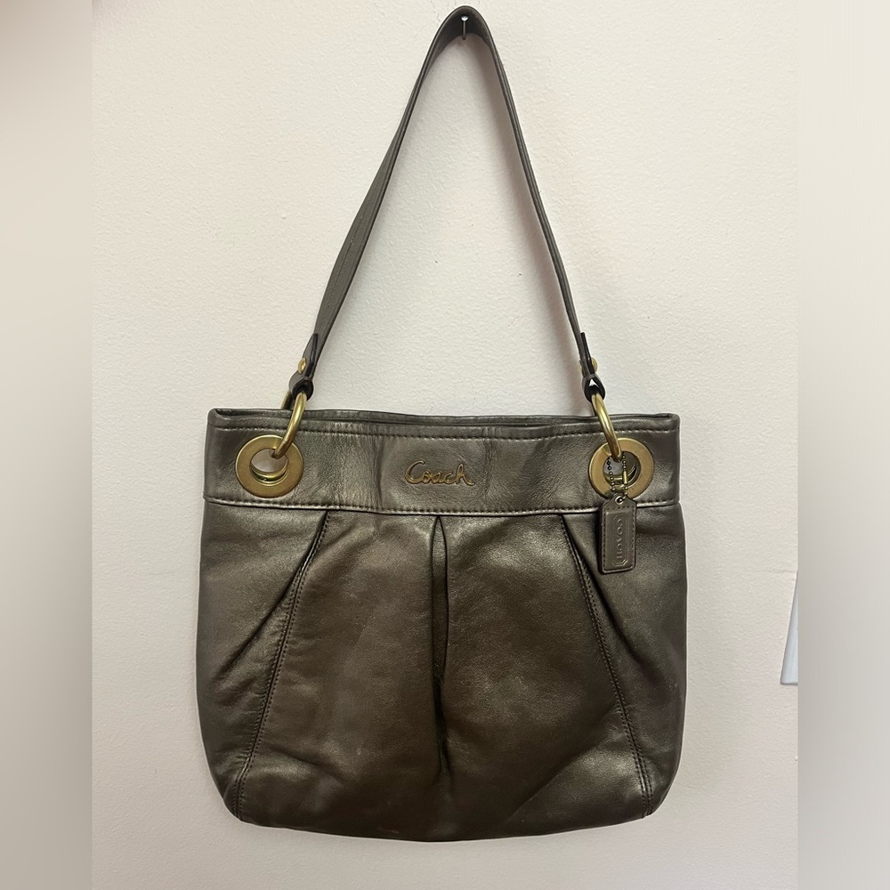 Coach Ashley Hippie metallic bronze pleated convertible crossbody C1282-F17605